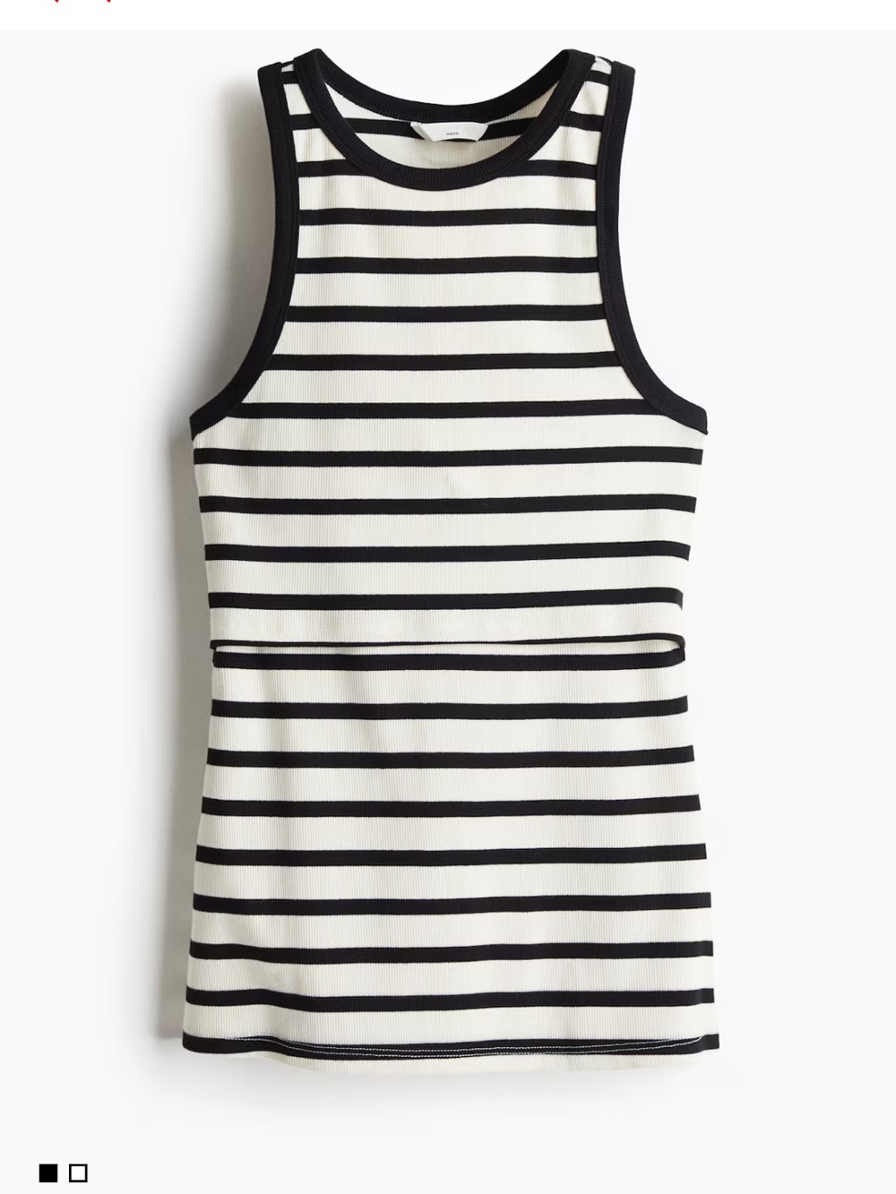 H&M MAMA Black & White Striped Ribbed Tank